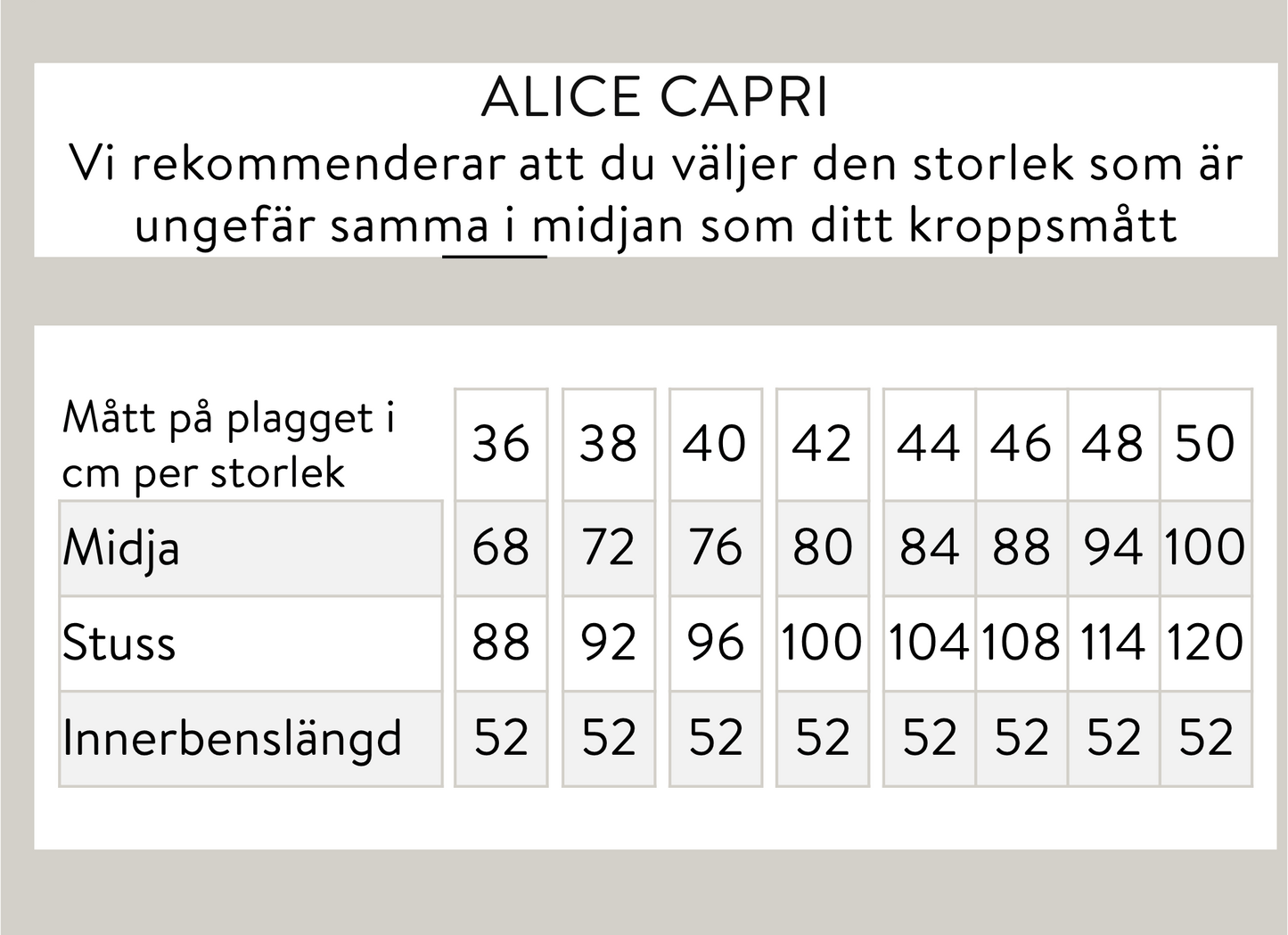 Alice capribyxor - Ljusbeige