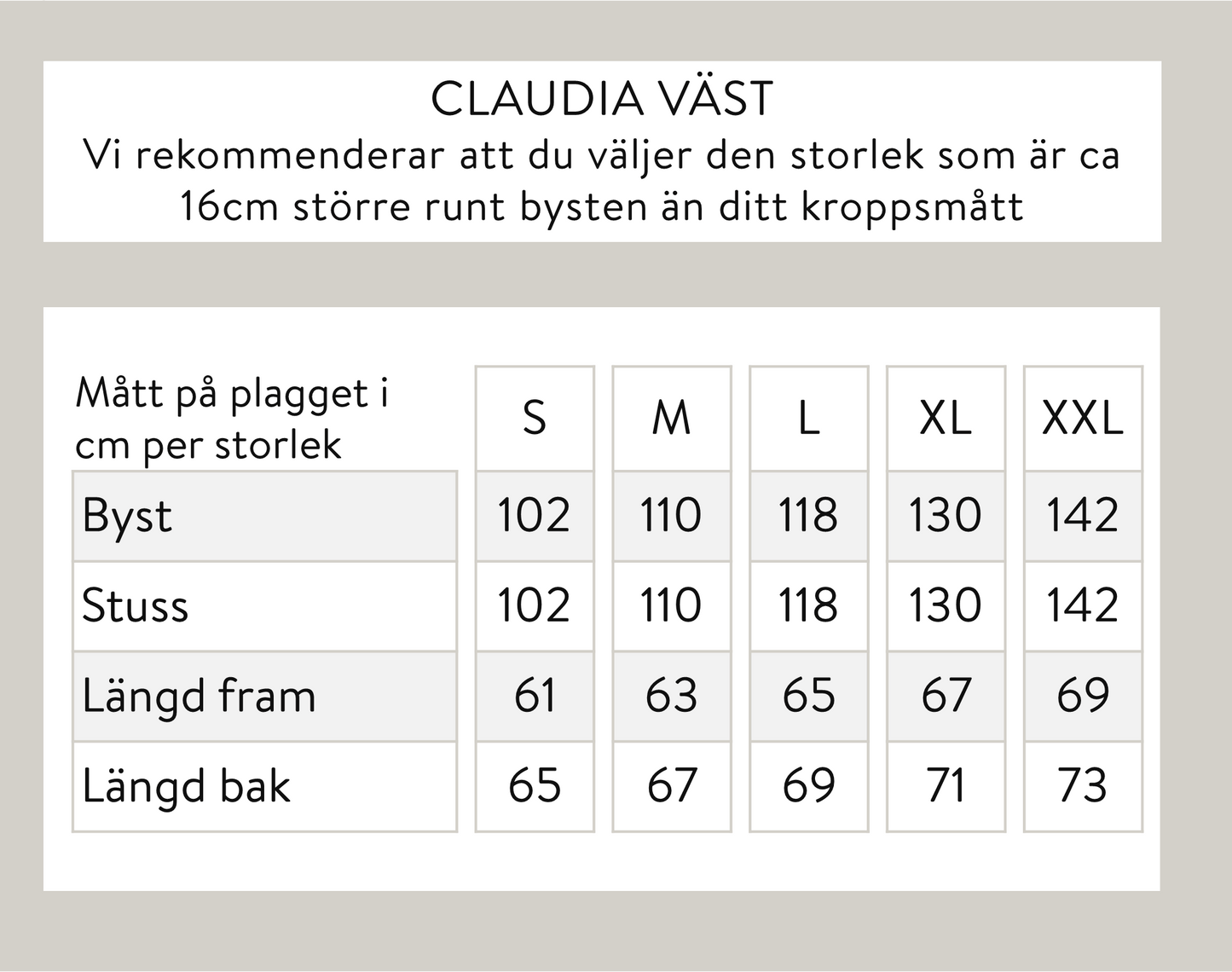 Claudia väst - Taupe