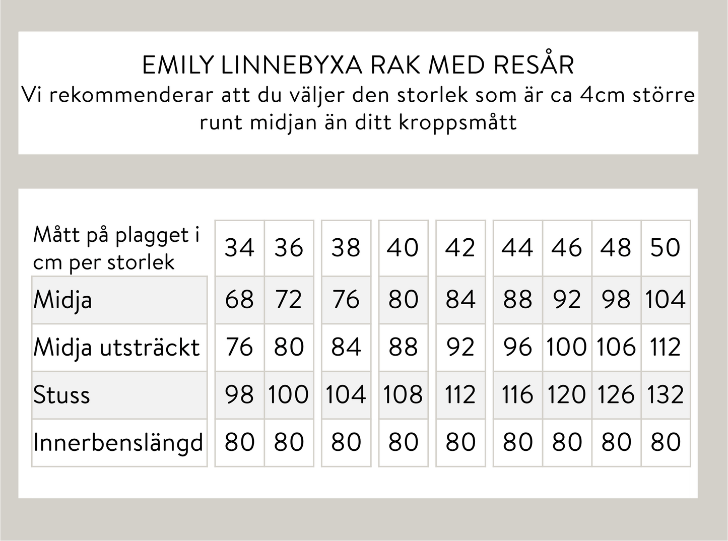 Emily linnebyxa rak med resår - Mörkblå