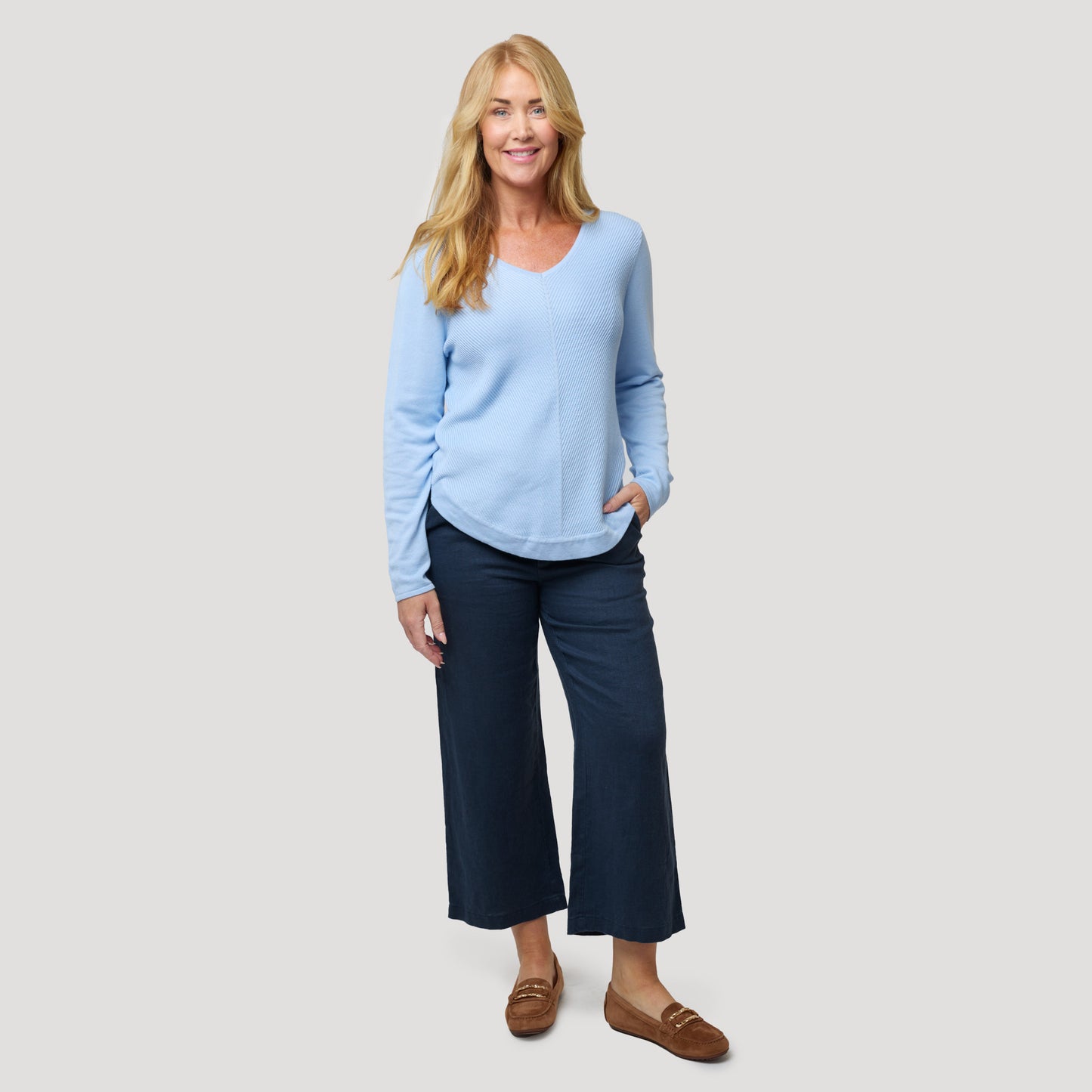 Emily linnebyxa ankellång - Mörkblå