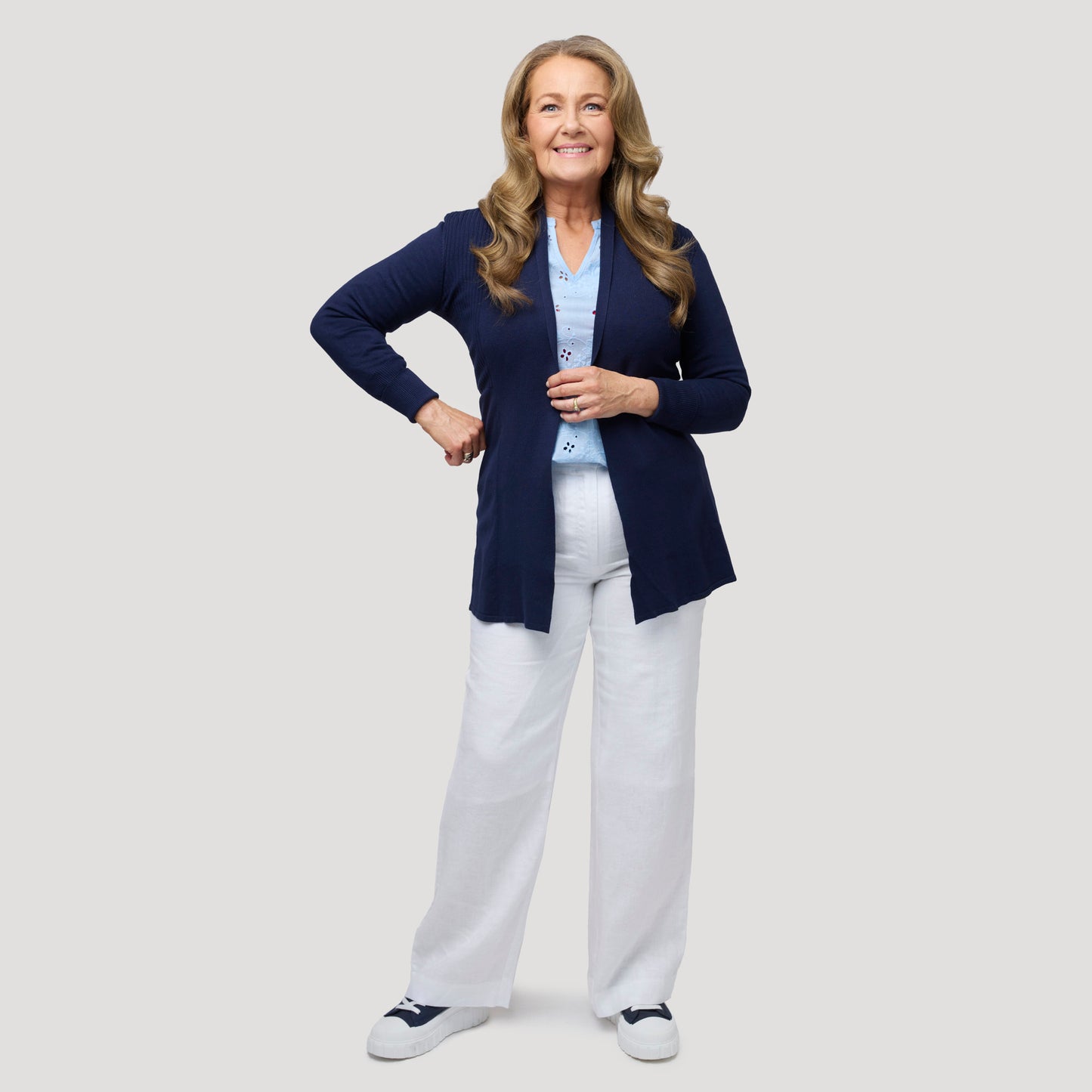 Emily pellavahousut suorat - valkoinen