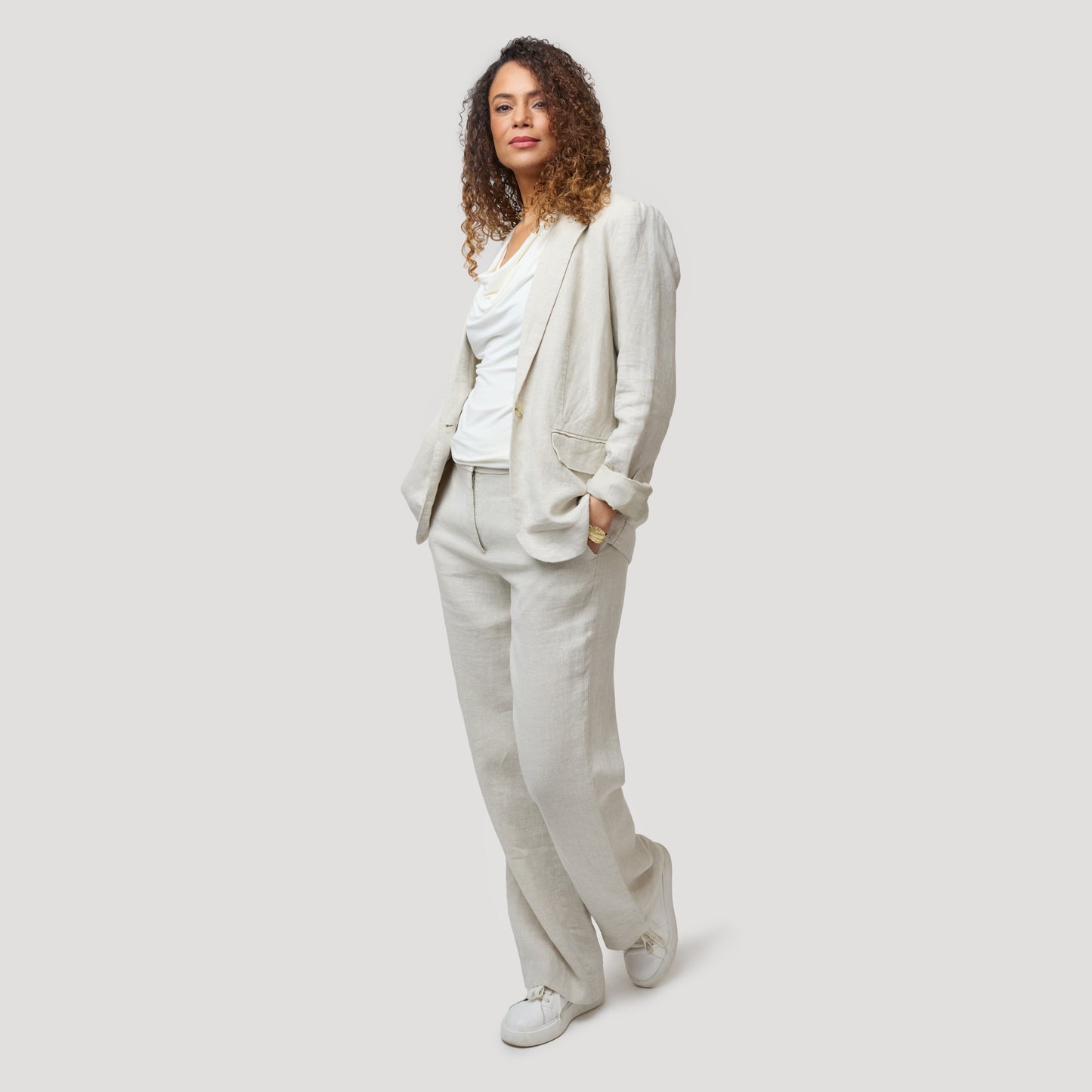 Emily linnekavaj - Ljusbeige