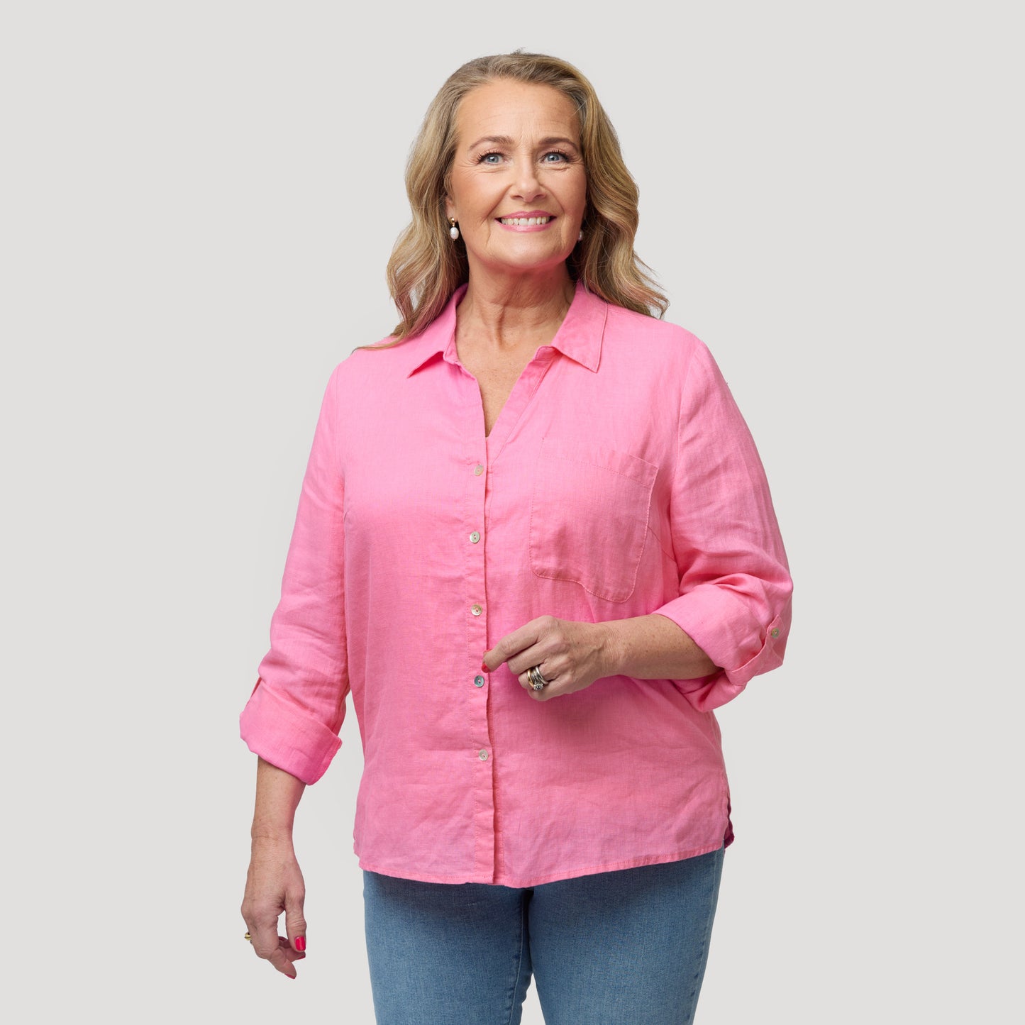 Louise linneskjorta - Rosa