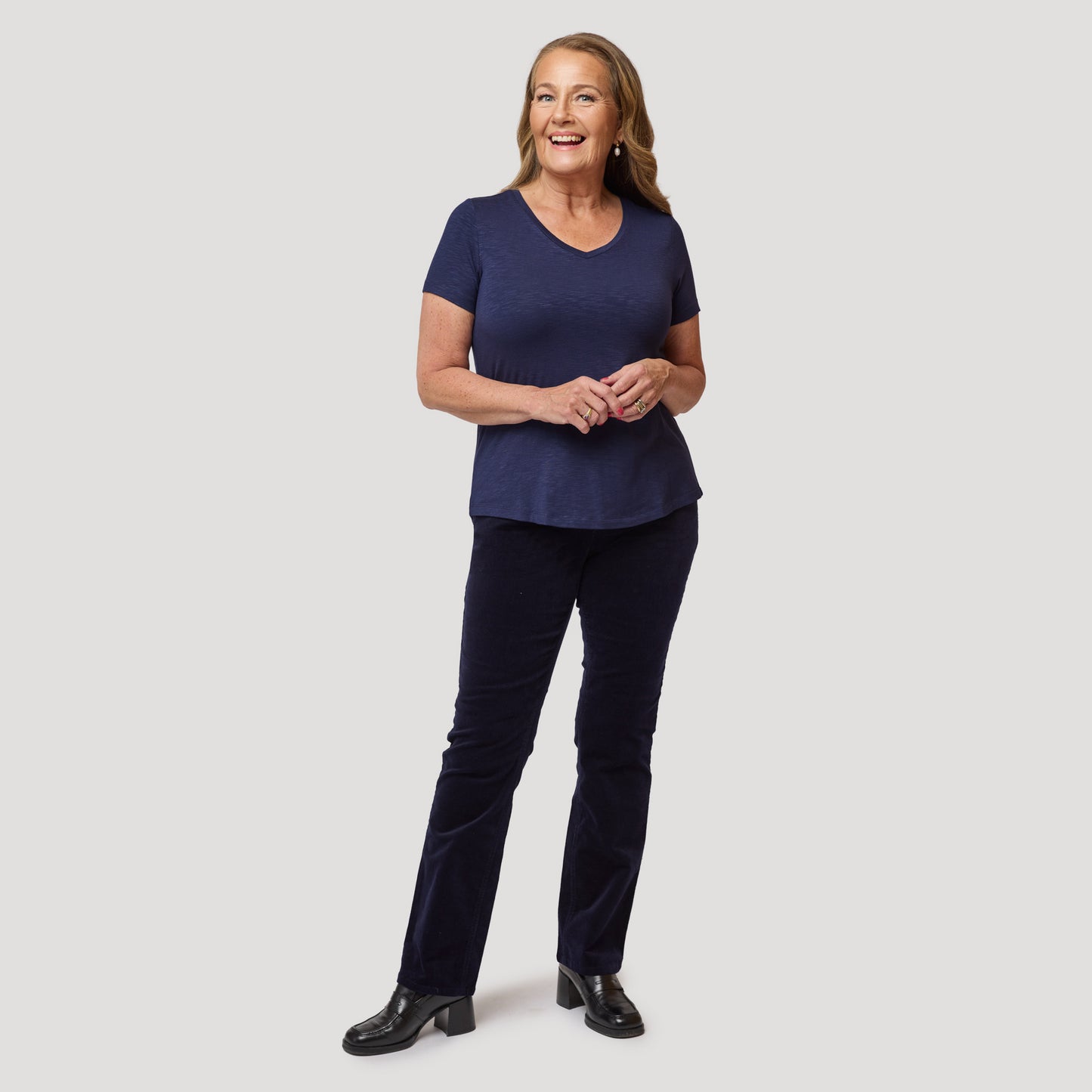 Blå topp till blåa manchesterjeans