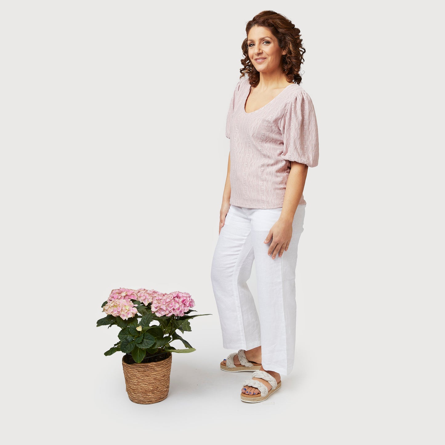 Emily linnebyxa ankellång - Vit