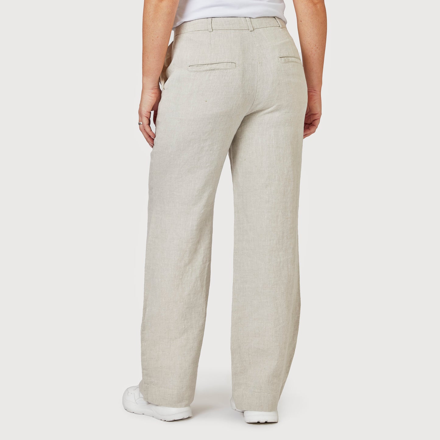 Emily pellavahousut suorat - vaaleanbeige