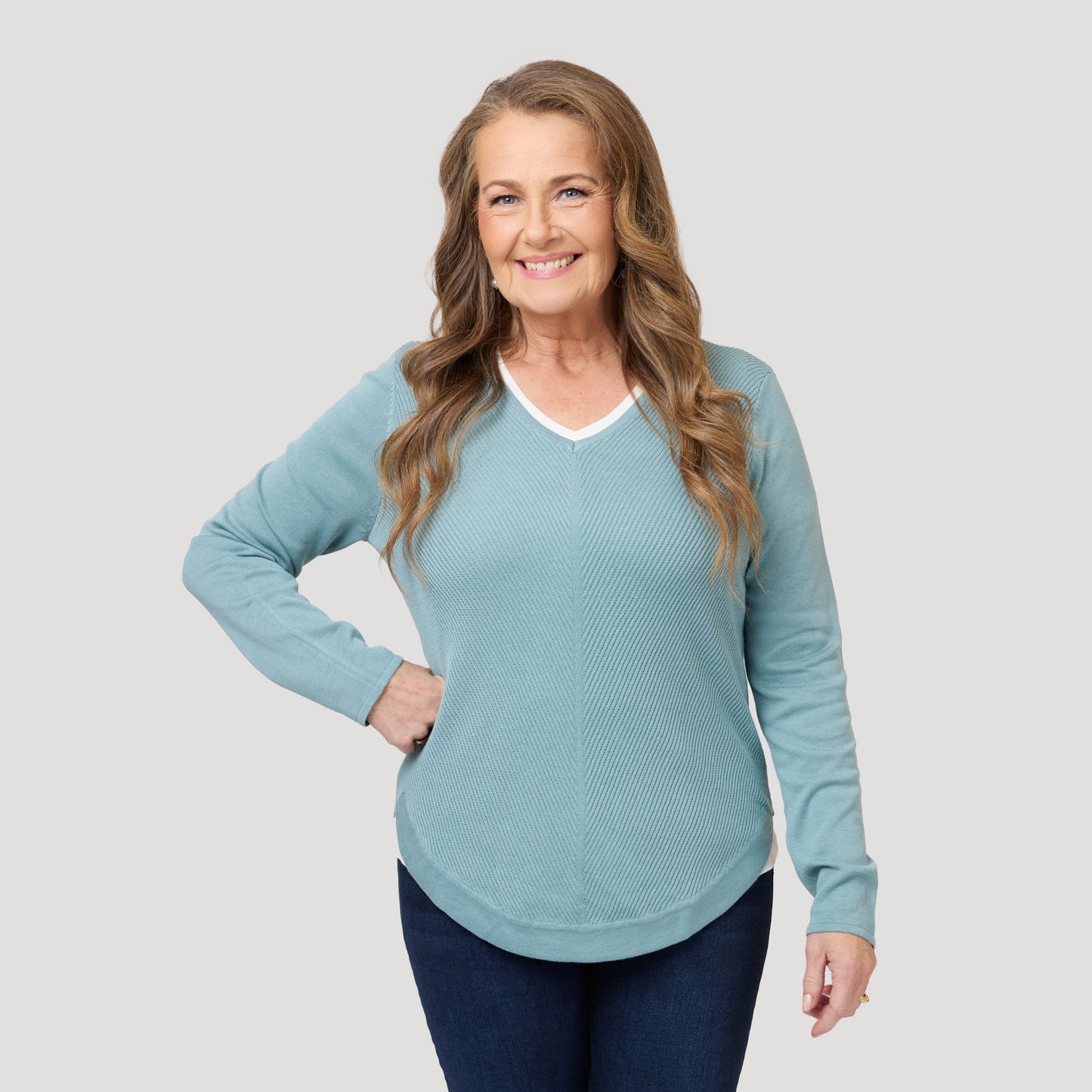 Ines-neulepusero - Turkoosi