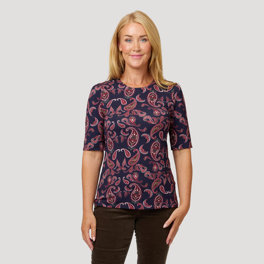 Linda-toppi - Tummansininen paisley-kuvio