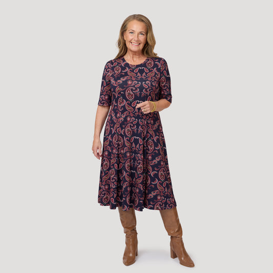 Linda-mekko - Tummansininen paisley-kuvio