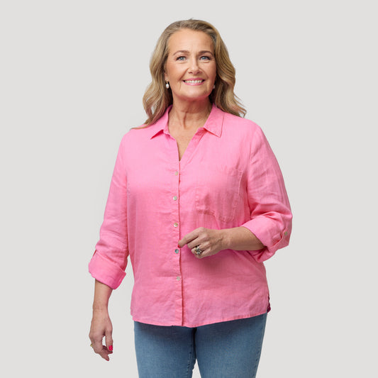 Louise linneskjorta - Rosa
