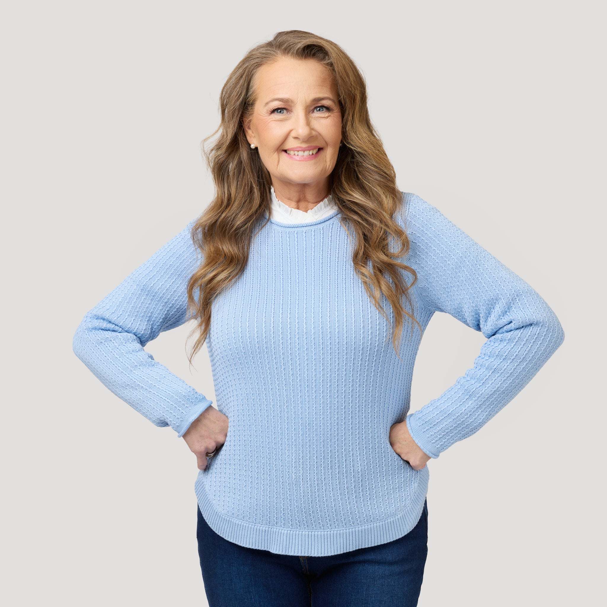 Rachel-neulepusero - Vaaleansininen