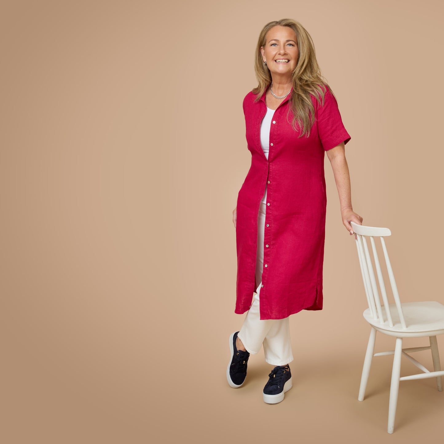 Embla pellavamekko - Vadelmanpunainen