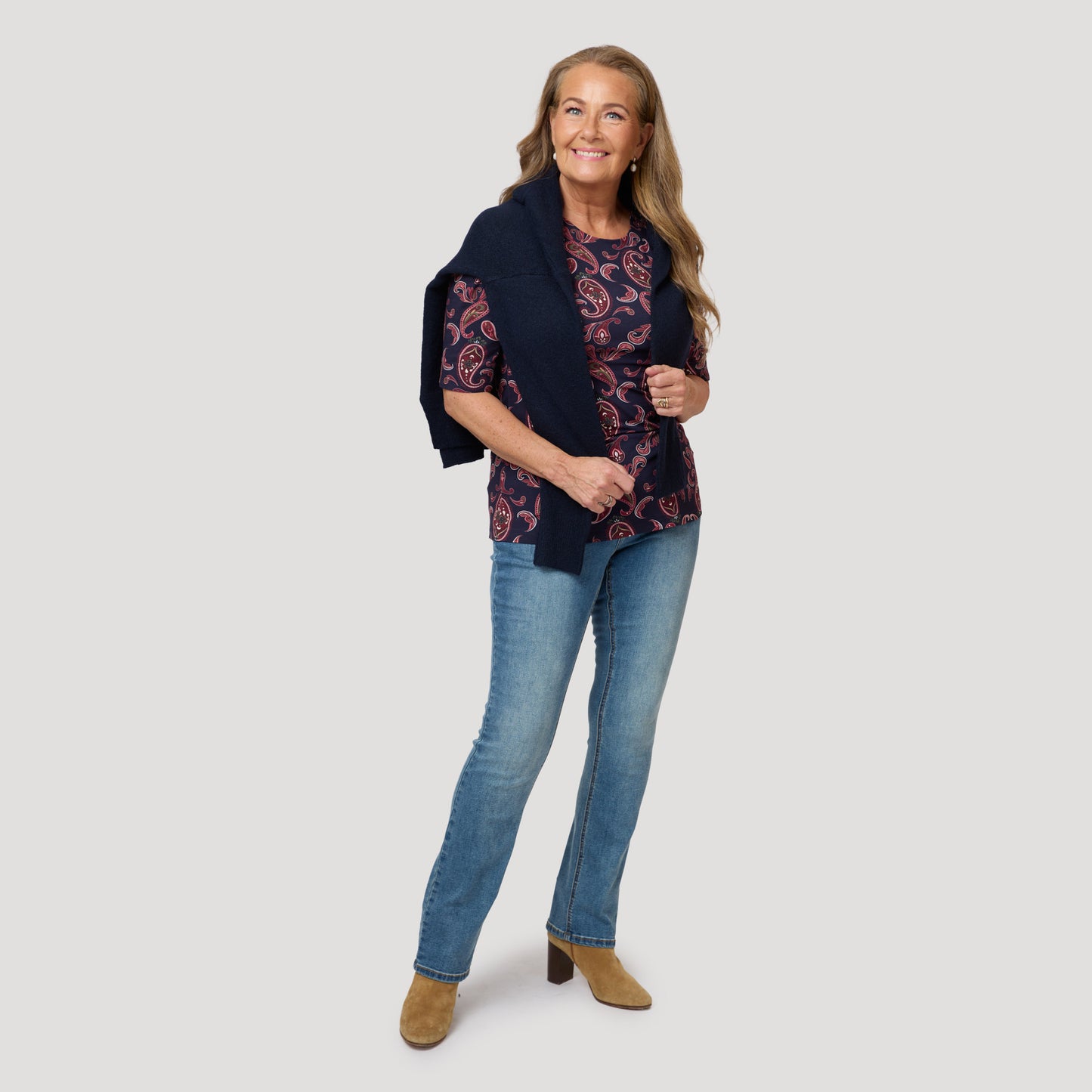 Linda topp - Mörkblå paisley
