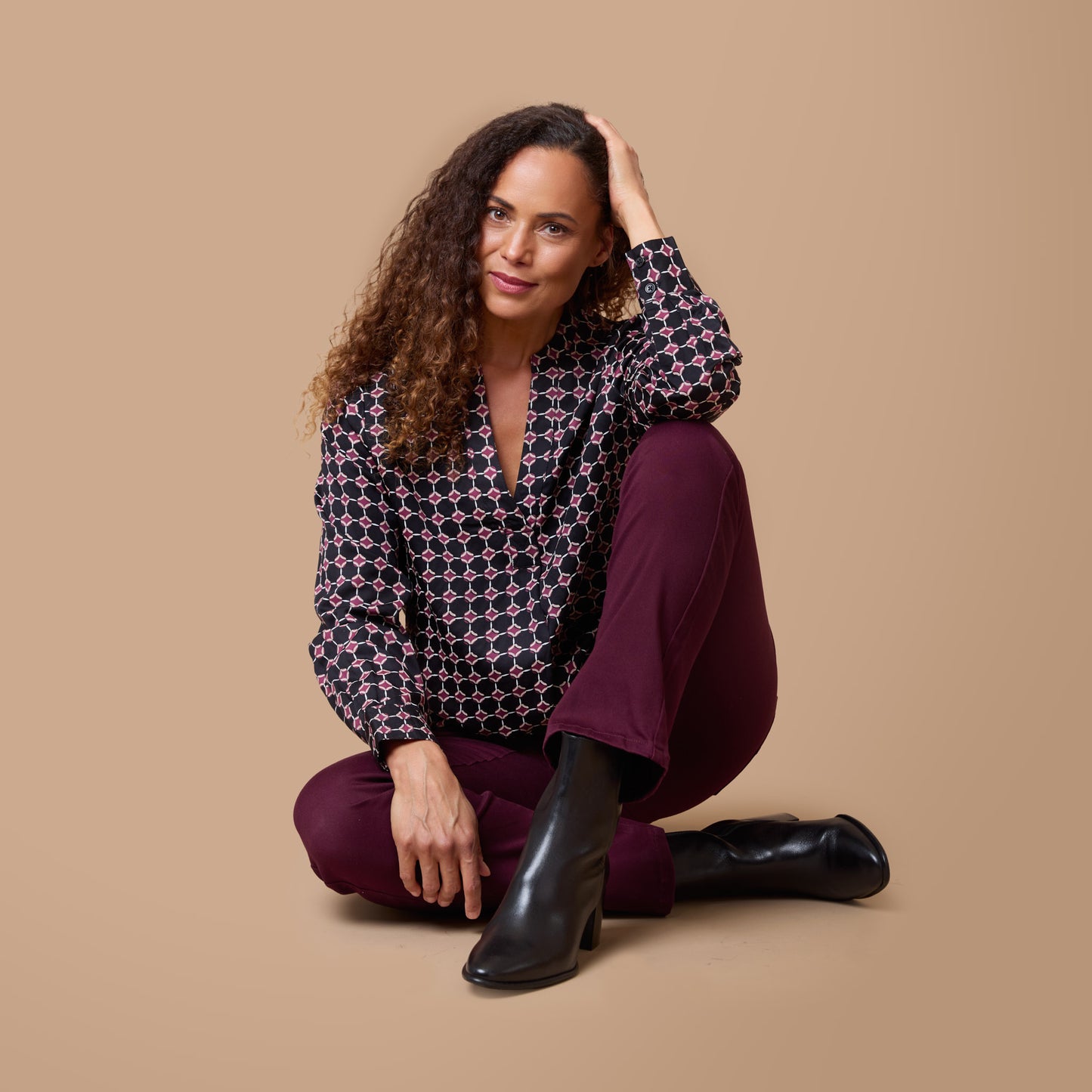 Lizette blus - Vinröd