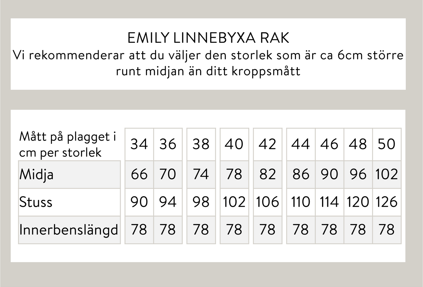 Emily linnebyxa rak - Ljusbeige